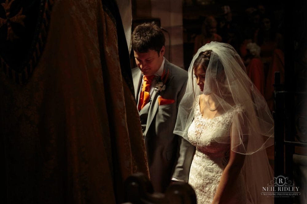 Bride and Groom at the Altar at St Thomas Church in St Annes-on-Sea