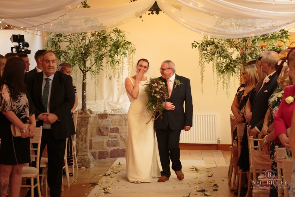 Beeston Manor Wedding Photographer - Bride Walking Down The Aisle