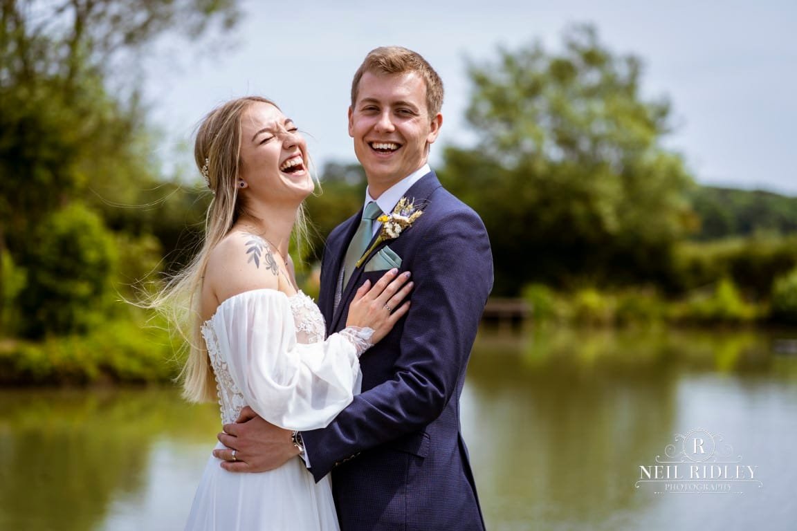 Alcott Farm Tipi Wedding Photographer Bride and Groom Laughing