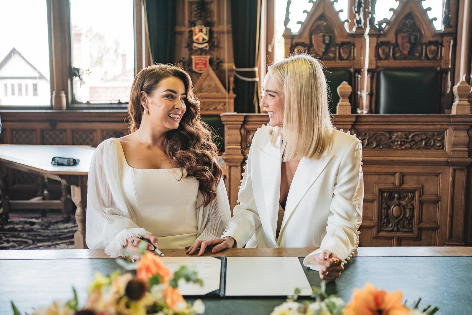 NRB02850 Chester Town Hall Wedding Couple signing schedule
