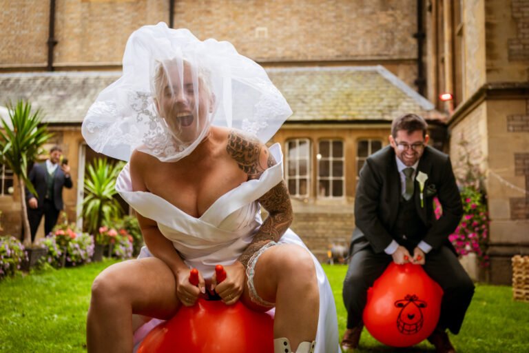 Le Gothique Wedding bride laughing