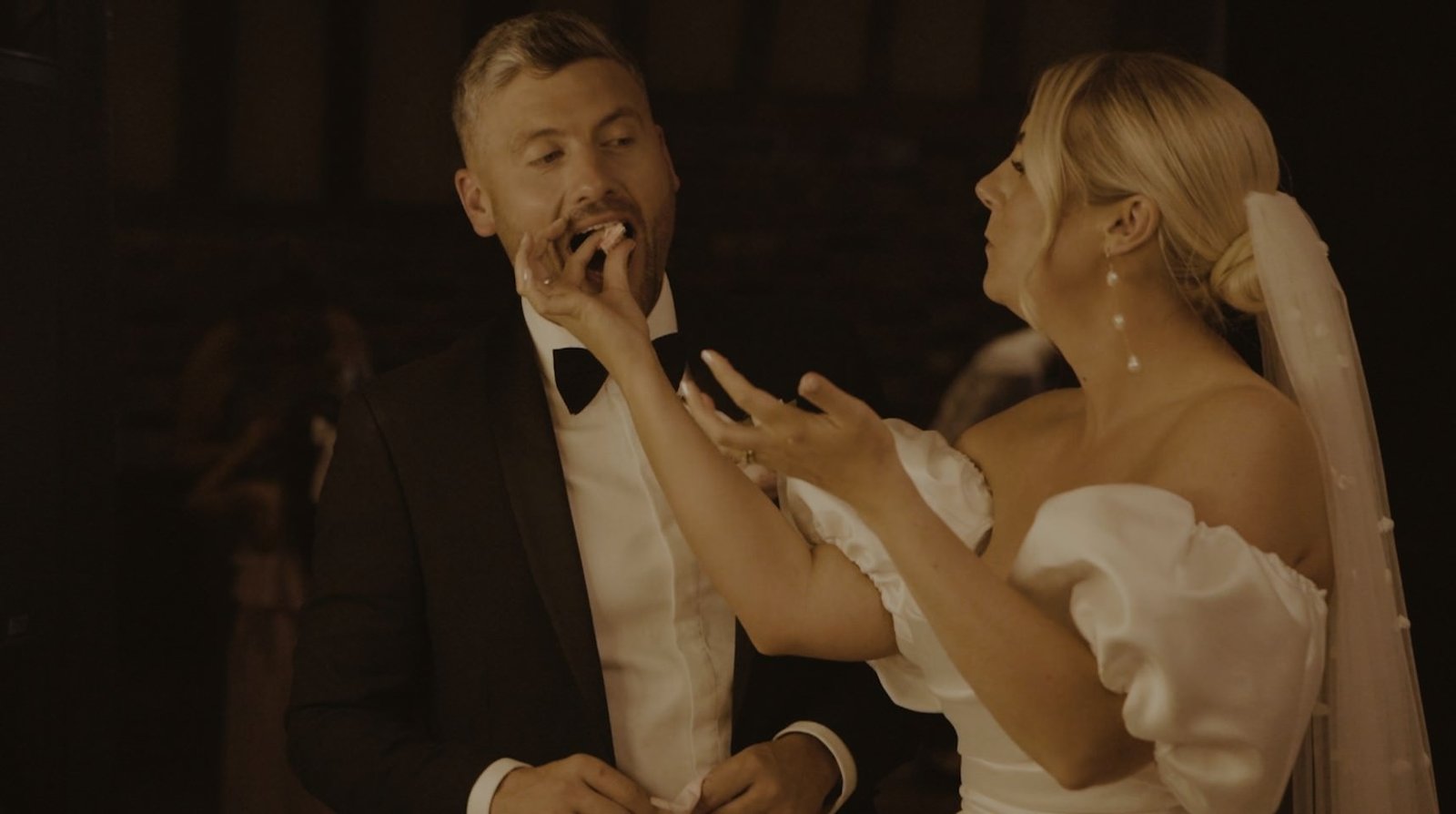 Bunkers Barn Wedding Video Eating Cake