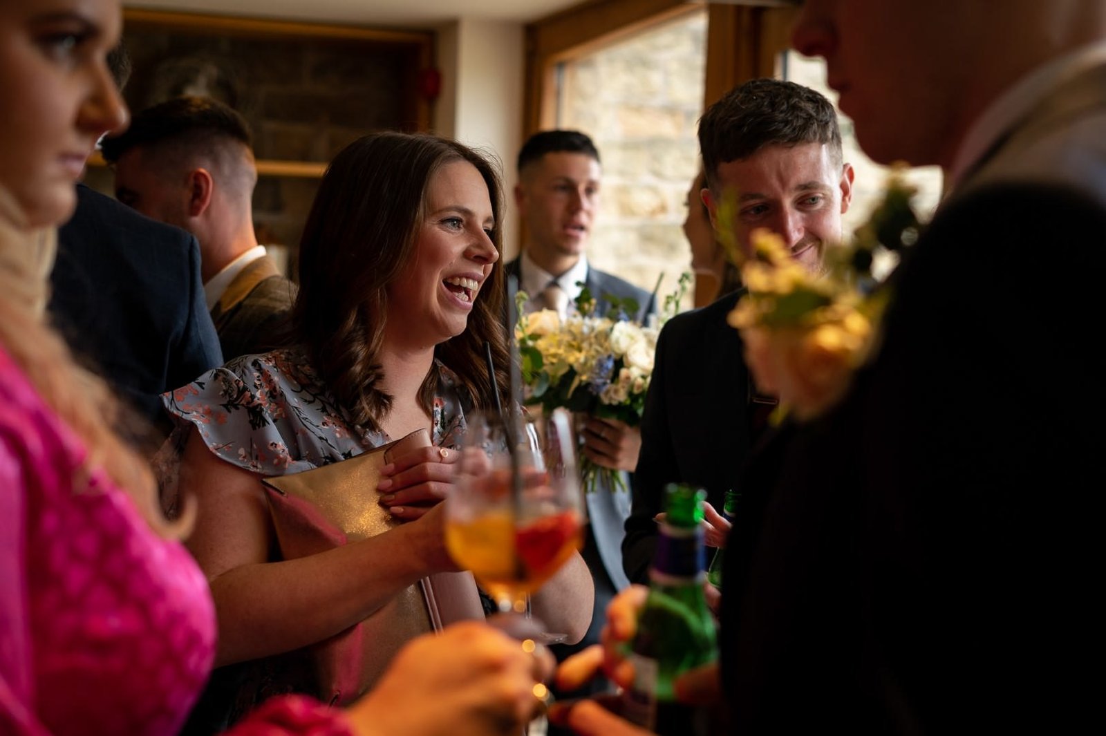 The Out Barn Wedding Photographer Guests Talking The Out Barn Wedding Photographer Guests talking